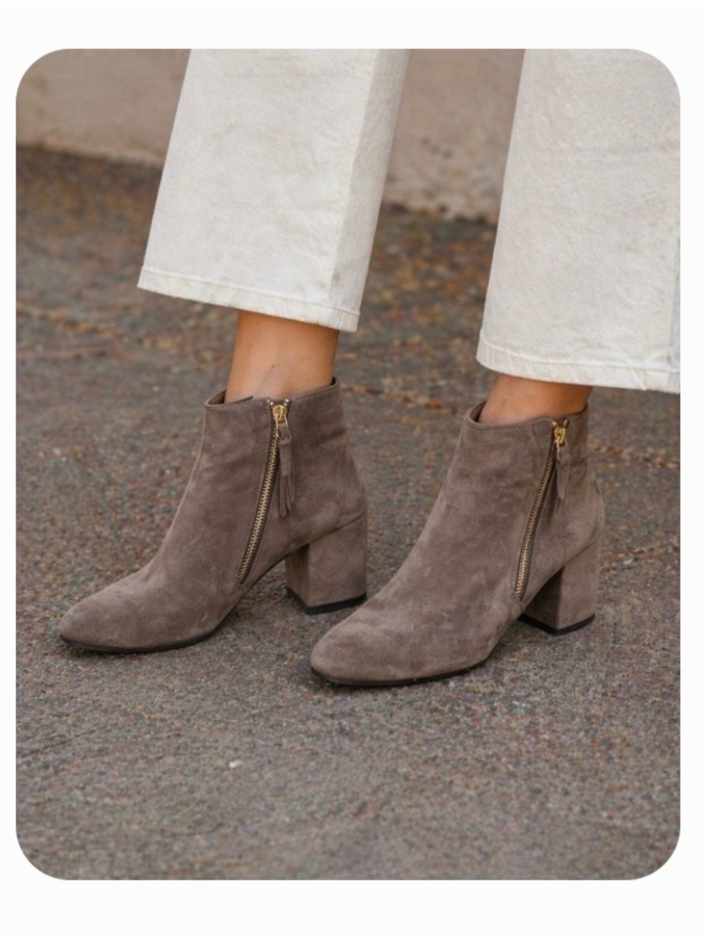 Cole Haan Tsupe  Suede Block Heel Ankle Boots - Women's size 8.5